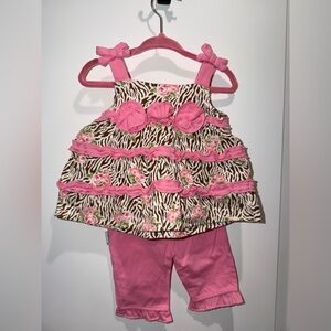 NWT Vintage 2011 Vitamins Kids Zebra & Rose Ruffle Set - 9M 🌸🦓